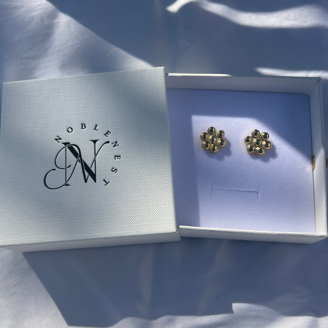 1980年代ヴィンテージ ゴールド フラワー ピアス – イギリス製