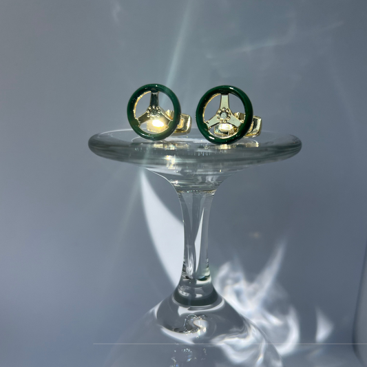 Vintage Hackett London Cufflinks – Rare Green Steering Wheel Design (Unworn Deadstock)