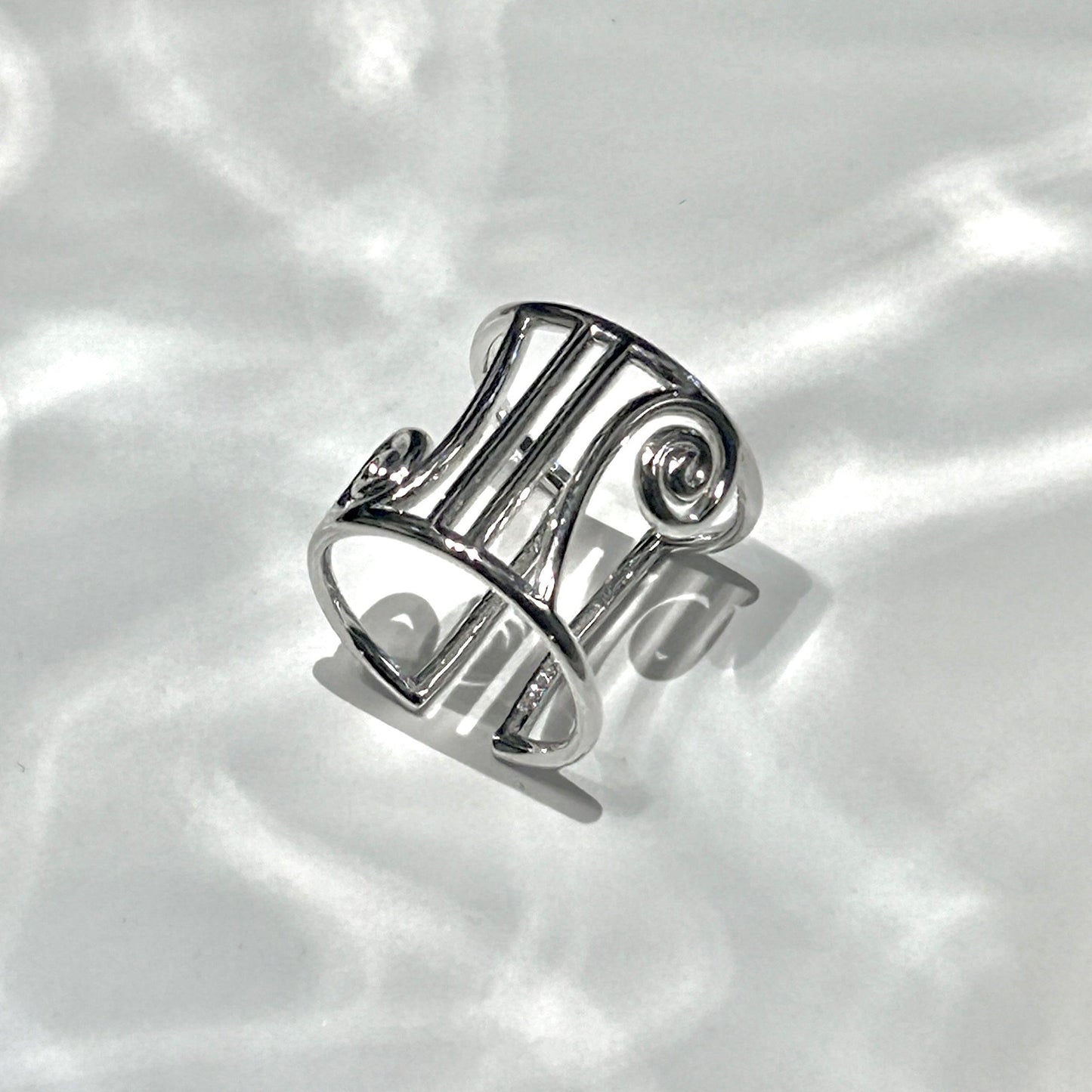 Ionic Column Ring – Architectural Silver Statement Ring