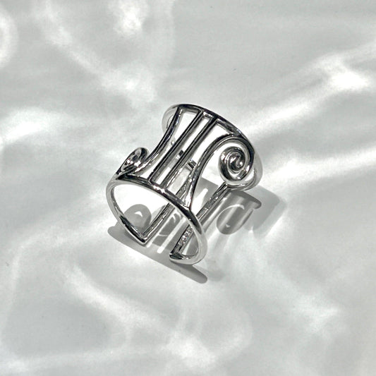 Ionic Column Ring – Architectural Silver Statement Ring