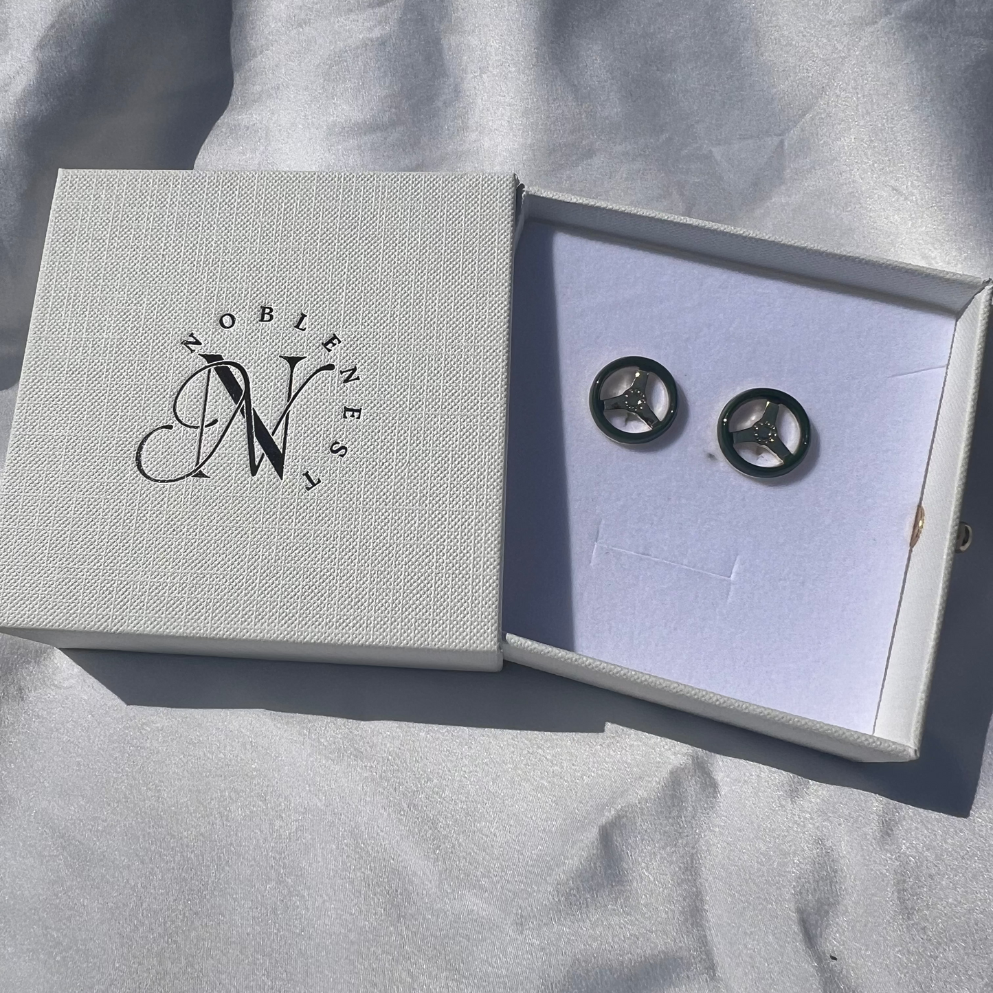 Vintage Hackett London Cufflinks – Rare Green Steering Wheel Design (Unworn Deadstock)