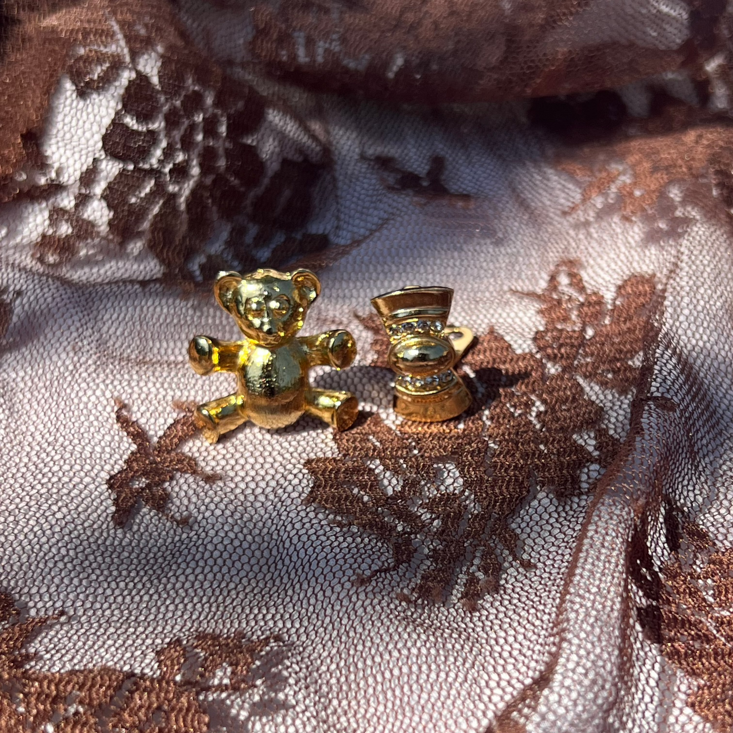 Vintage Mismatched Bear & Ribbon Earrings – NobleNest Exclusive