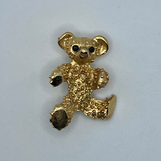 【デッドストック】テディベア・ヴィンテージ・ゴールドブローチ｜1980sイギリス