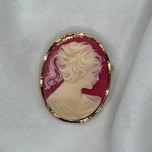 【デッドストック】優美な貴婦人のカメオ風ブローチー1980sイギリス