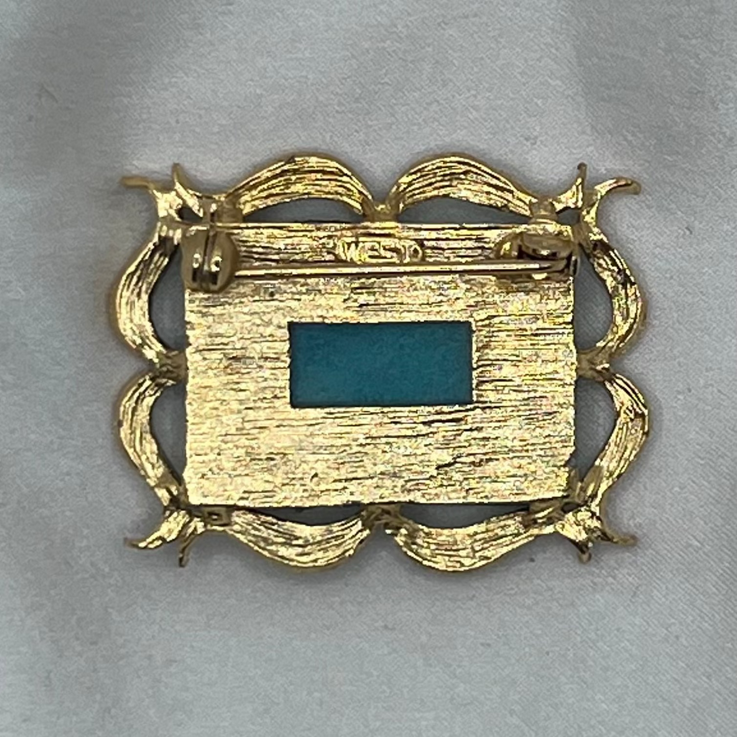 Deadstock Vintage Turquoise "Floral Frame" Brooch — 1980s London