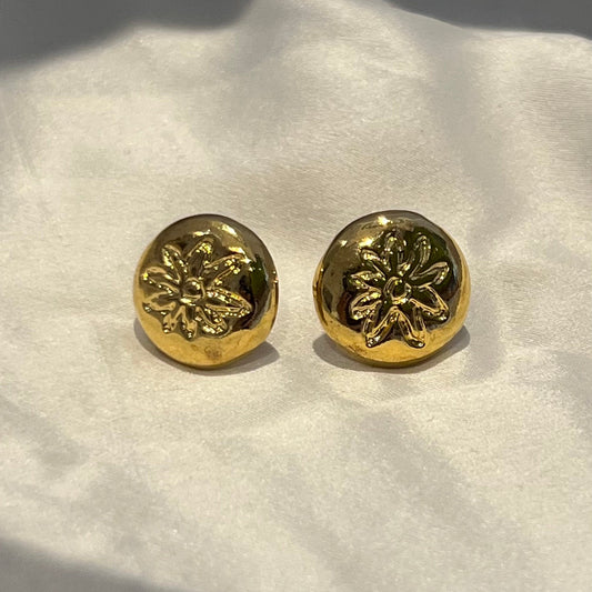 1980s Vintage Gold Floral Stud Earrings – Deadstock Earrings