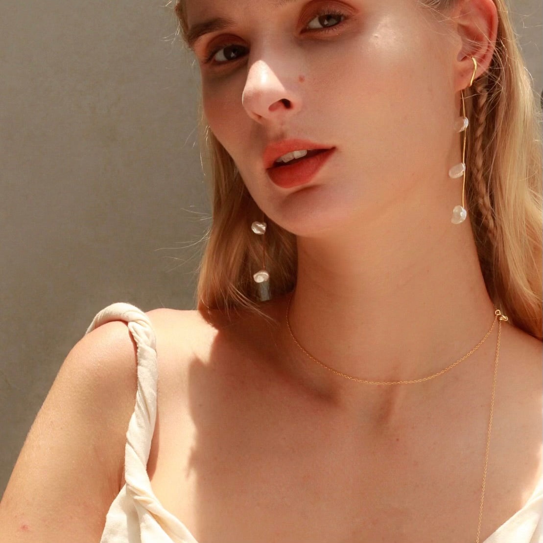 Golden Floating Petal Ear Cuff