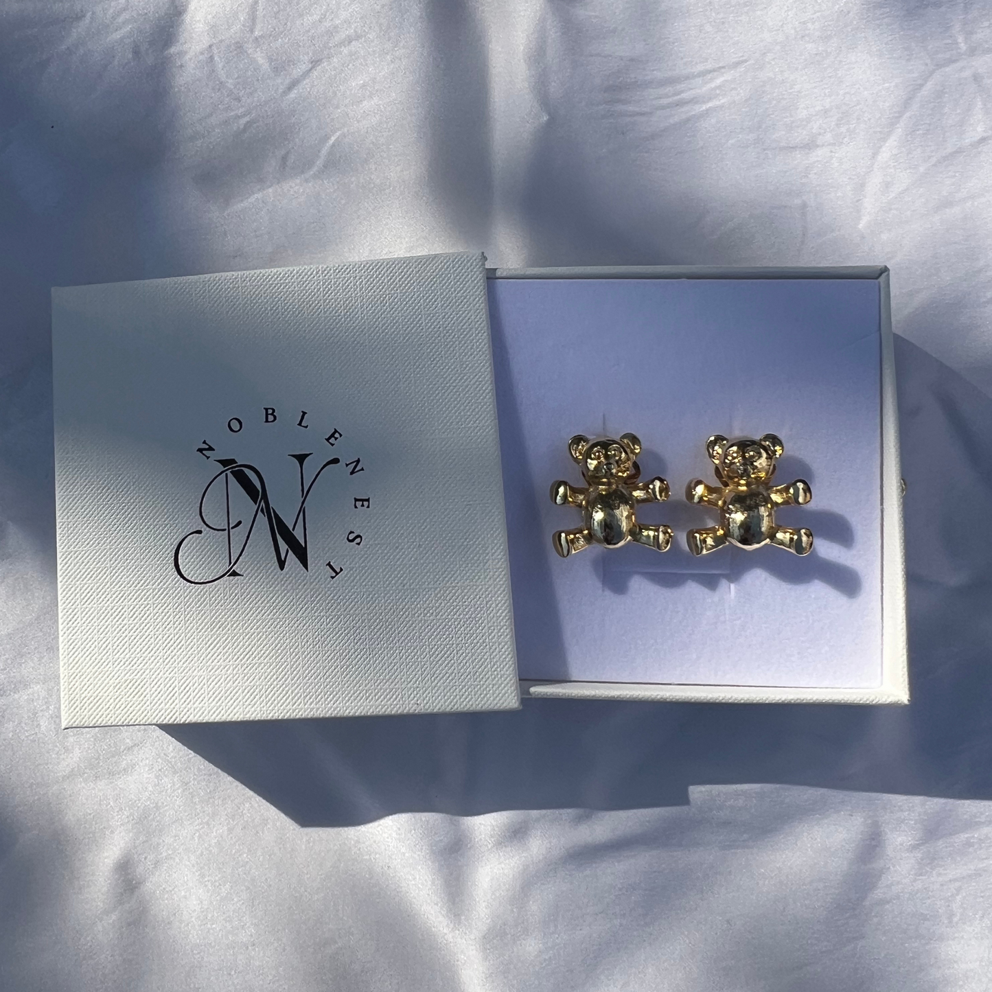 Vintage 1980s Gold Teddy Bear Clip-On Earrings – Made in UK
